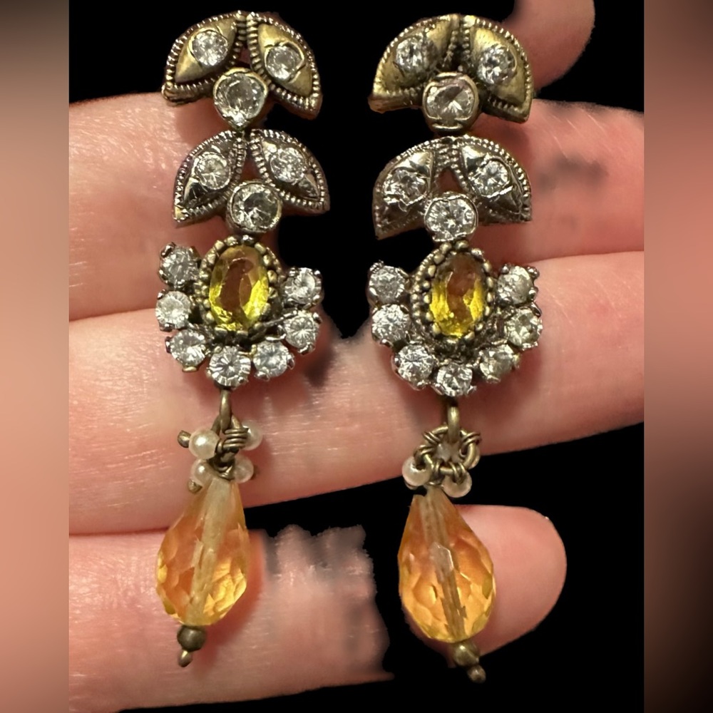 Beautiful ethnic citrus cubic zirconia drop earrings